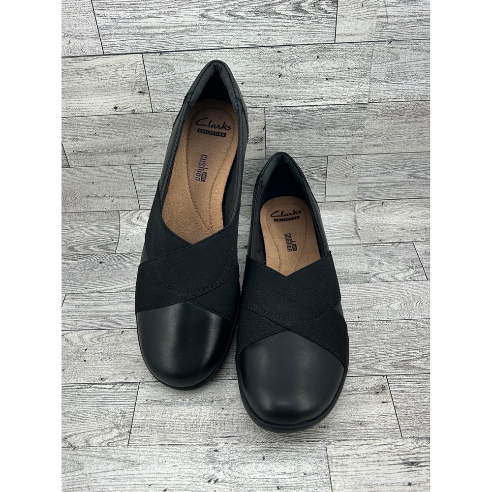 Clarks Women's Black Slip-On Crossover Moccasins
